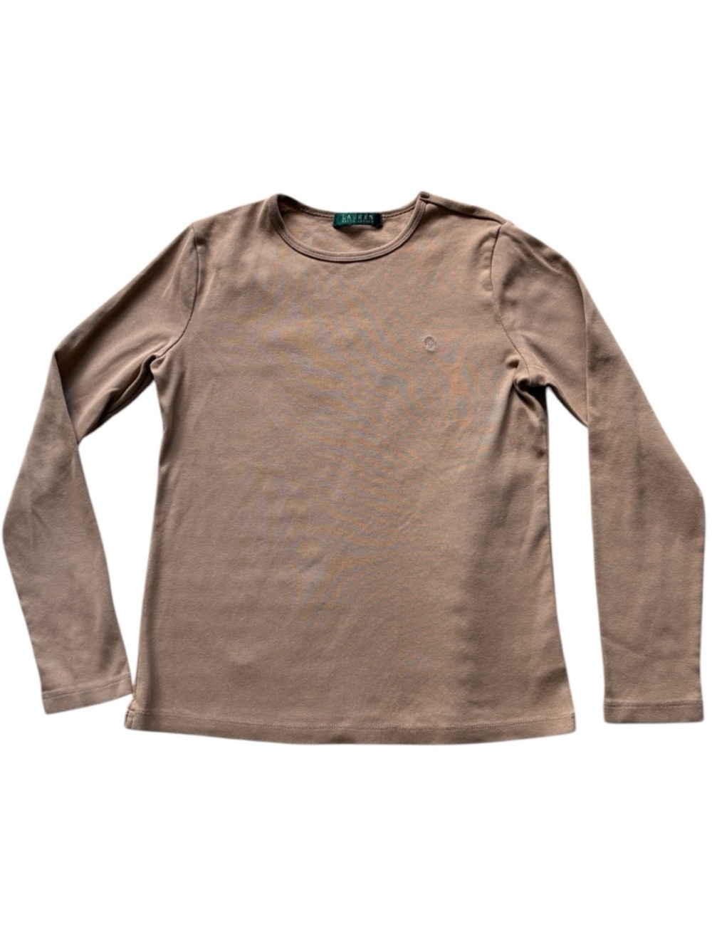 Ralph Lauren LRL Women's Tan Long Sleeve Crewneck Tee Size Small